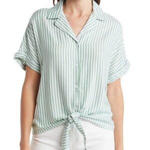 BEACHLUNCHLOUNGE Rae Stripe Tie Front Camp Shirt